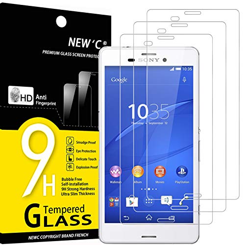NEW'C 3 Piezas, Protector Pantalla para Sony Xperia Z3, Cristal templado Antiarañazos, Antihuellas,...