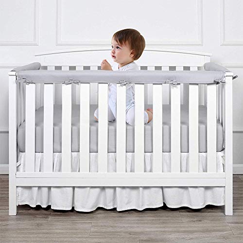 Eastern Corridor-EU 3-teiliges Schutz-Set für Kinderbettgitter – Kinderbett-Schienenschutz, sicherer Beißschutz für Standard-Kinderbett – 128 x 18 cm/68 x 18 cm Kinderbett-Beißschienenschutz (grau)