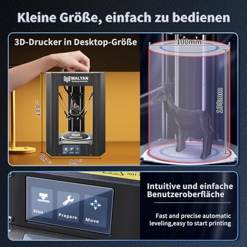 MALYAN M300 Mini Delta 3D Drucker - Fertig montierte FDM 3D Drucker für Kinder und Anfänger, MicroSD-Karte vorinstalliert mit druckbaren 3D Modellen, Druckgröße 110x120 mm – Bild 5