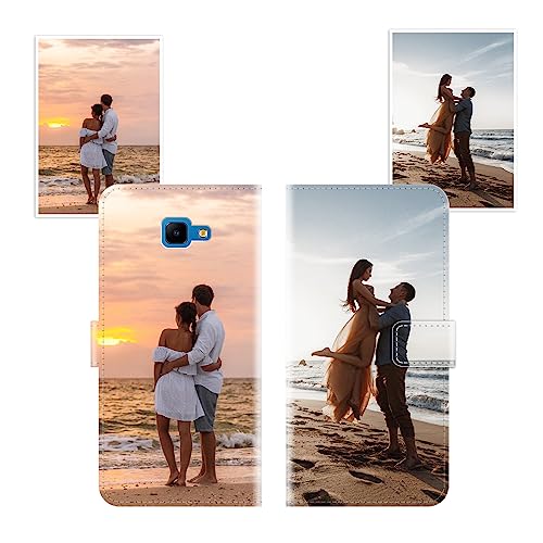 Sunrive Personalisierte hülle kompatibel mit Samsung Galaxy J4 Core Handyhülle Benutzerdefiniert,Schutzhülle Lederhülle handykette universal Etui mit Eigenem Foto Bild Text Persönliche