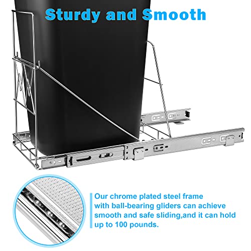 Grikoda Pull Out Trash Can Under Cabinet, Kitchen Adjustable Sliding Waste Bin Frame,Trash Can Not Included #TOP3