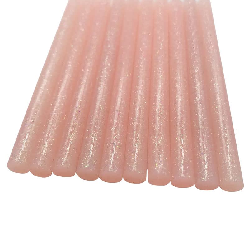 Bastoncini di colla colorata a caldo, 7 mm, glitter rosa chiaro per riparazione artigianale elettrica, 10 pezzi