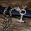 ZFSBRTL Herren Wolfskopf Mjolnir Halskette, Edelstahl Thors Hammer Amulett Anhänger Schmuck mit Großer Edelstahl Handgefertigte Byzantinische Wolfskönig Kette Gold Silber Schwarz,Gold,70cm #2
