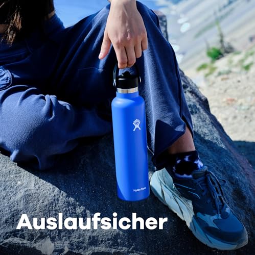 Hydro Flask - Standard Mouth Water Bottle 621 ml (21 oz) - Vacuum Insulated Stainless Steel Water Bottle with Flex Straw Cap - Agave