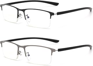 ZUVGEES Blue Light Blocking Reading Glasses for Men,Lightweight Metal and TR Half Frame Readers - Suitable for Computer Work