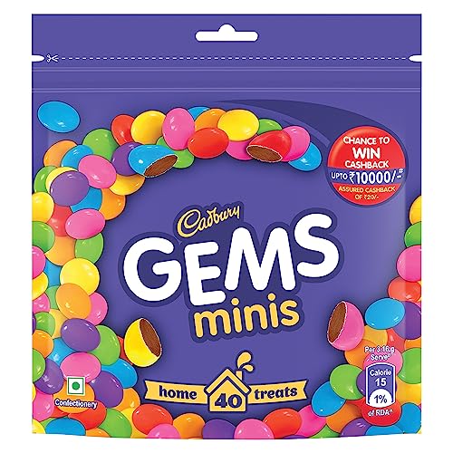 Image of Cadbury Gems Chocolate Home Treats Pack, 142.2 g & Cadbury Chocobakes Choc Layered Cakes, 126g (6 pieces) -