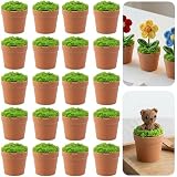 Mizelu 20 Sets Mini Knit Plants DIY Craft Pots, Little Plastic Plant Pot for Crochet, Knitted Craft Flower Pots for Handmade Gifts on Mother's Valentine's Day Home Office Decor (Brown)