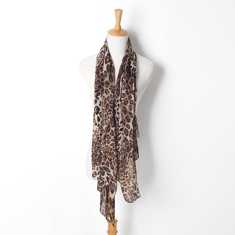 Womens Fashion-Leopard-Scarf-Lightweight - Classic-Soft Shawl-Wraps Long-Sunscreen-Scarf(28"×59")2
