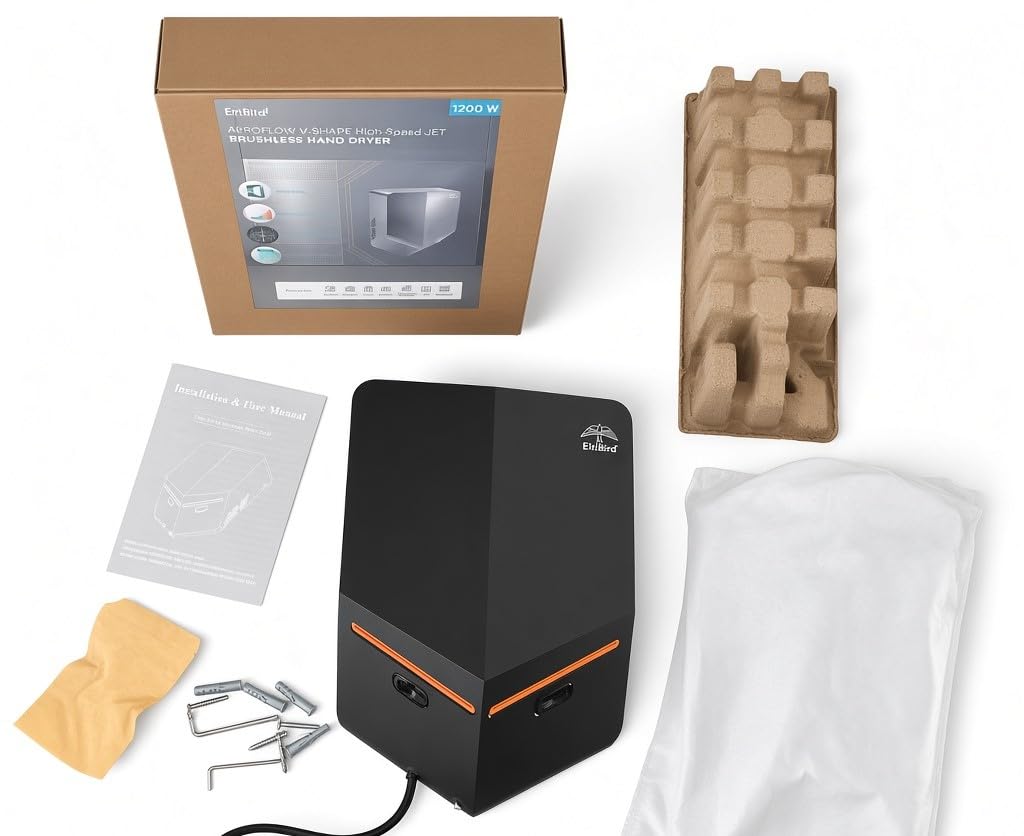 Secador de Manos Eléctrico Automático 1200W HEPA Profesional Comercial En V