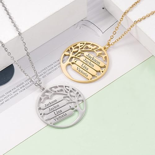 Miniatura 4 de Collar con colgante de árbol de la vida, con nombres personalizados, collar de árbol familiar para abuela, amigas, Día de la Madre, regalos para mamá