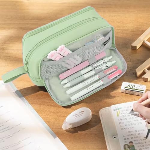 Image of Storio Pencil Box Pouch for School Kids Girls & Boys Aesthetic | Cute Stationary Compass Box Case Organiser - Green