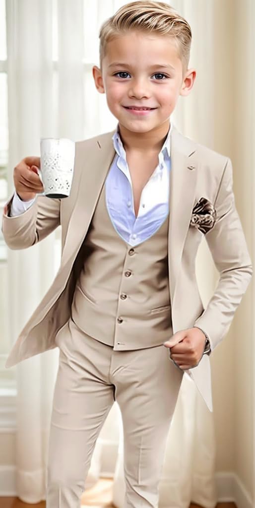 Costume de smoking 3 pièces pour enfant, blazer pour garçon, pour mariage