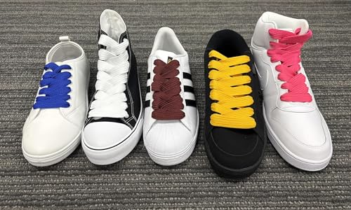 Image of BUCKLE CITY Thick Flat 3 /4 inch Wide Shoelaces Solid Color Strings for All Shoe Types - Chunky Fat Laces for Sneakers, Boots