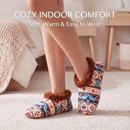 Image of Cozylook Fuzzy Slippers for Women Indoor Soft Sole Slipper Socks | Warm plush feel, non slip grippers, easy step-in, flexible bottom, bedroom and home wear