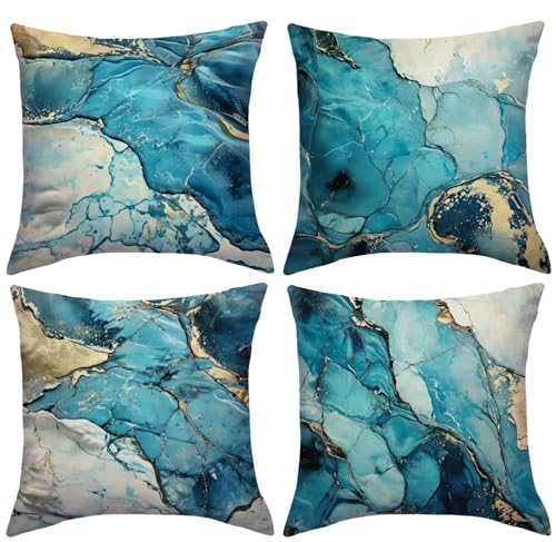 JAERUE Marble Texture Decorative Throw Pillow Covers 18 x 18