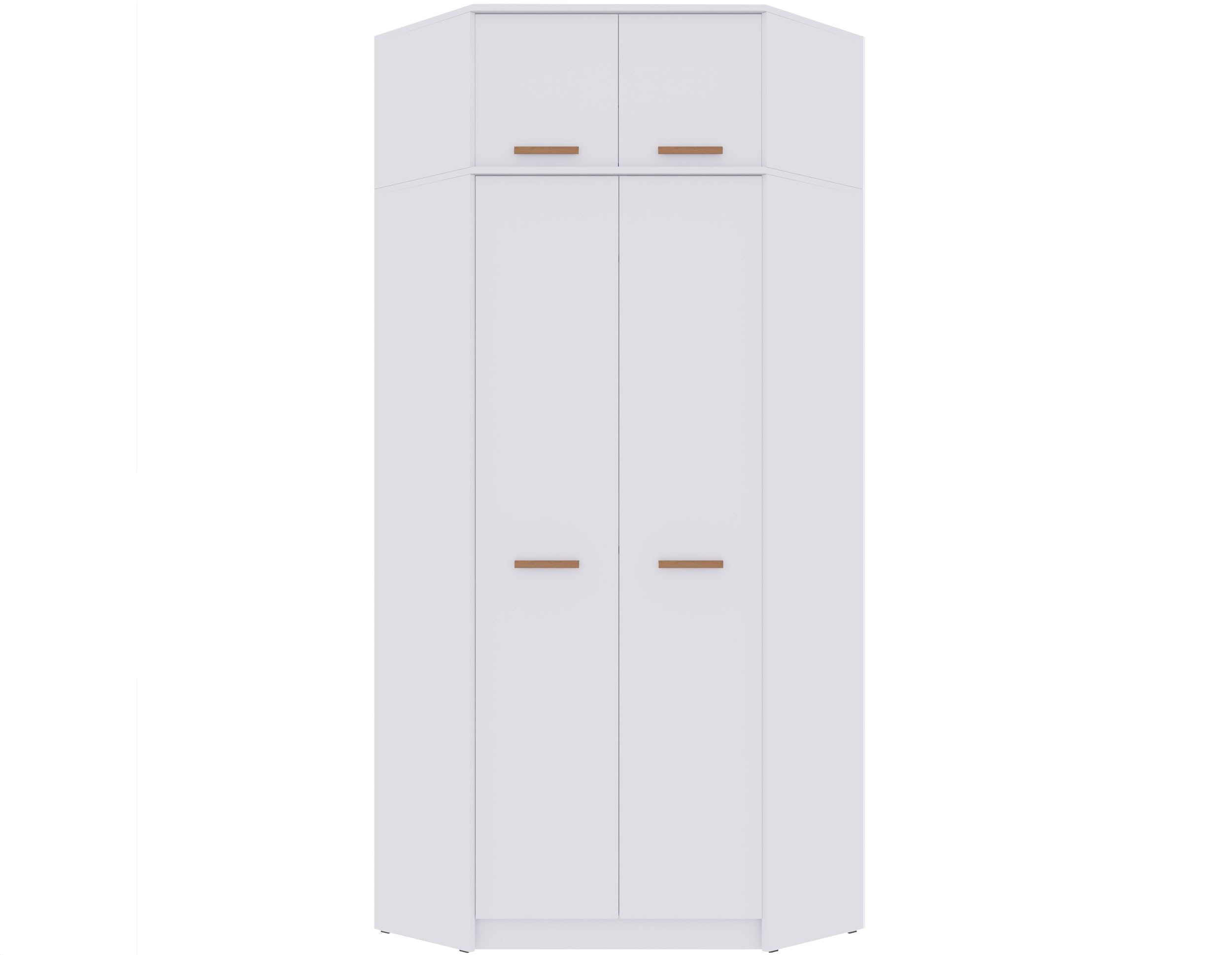 Marmex Grant G8 - Eckschrank 91x195x91 cm, Bücherregal - Eckgarderobe mit Kleiderstangen und Einlegeböden für das Jugendzimmer, Schlafzimmer - Eckkleiderschrank - weiß + Riviera Eiche (Modern)