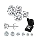 Anni Coco 18K White Gold Plated Stainless Steel Brilliant Cut Round Clear CZ Stud Earrings, 4-9mm 6 Pairs