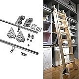 Kit de riel deslizante para escalera, kit de herrajes para escalera móvil, riel deslizante para escalera, kit de riel deslizante para escalera de alta resistencia para biblioteca