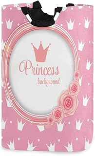 SUABO Princess Crown Laundry Basket Collapsible Fabric Laundry Hamper Washing Bin Folding Clothes Bag