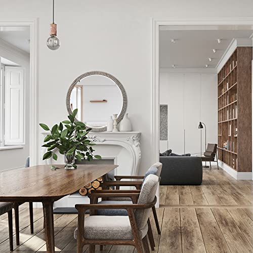 Gifttrove 24" Round Wood Mirror, Rustic Circle Wall Mirror With Beveled, Wooden Round Mirror For Wall Decor, Decorative Wall-Mounted Mirror For Entryway, Living Room, White Washed Frame #TOP1