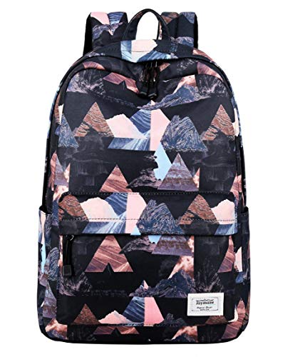 Joymoze Unisex Waterproof Fashion Printed Backpack Cute School Book Bag for Boys and Girls Black Triangle 830