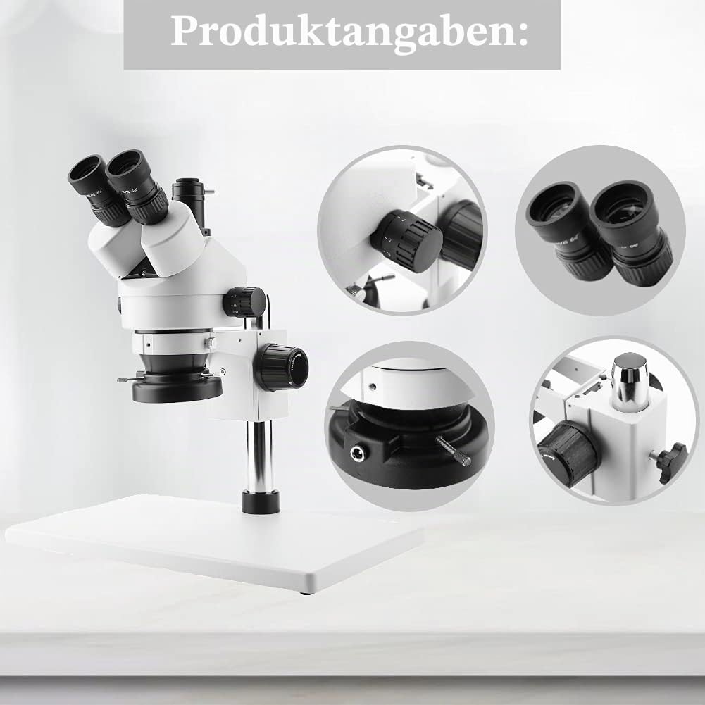 3,5X-90X Trinokular-Stereo-Zoom-Mikroskop Einstellbarer Tri-Vision-Arbeitsabstand von 30 bis 165 mm für die Elektronikindustrie, Hardware-Verarbeitung(European regulations)