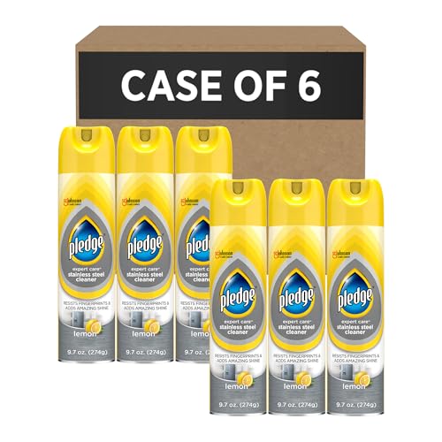 Image of Pledge Expert Care Stainless Steel Polish, Fridge Spray, Lemon Scent, 9.7oz