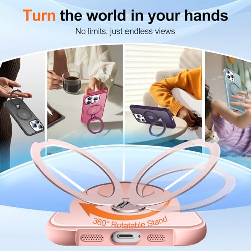 HuwaiH 360 Spin Magnet Ring Case for iPhone 12 pro max/13 pro max, Pink by HuwaiH - Used condition - Image 2
