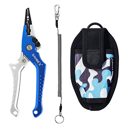 SAMSFX Locking Aluminum Fishing Pliers Saltwater Braid Line Cutting Split Ring Opener