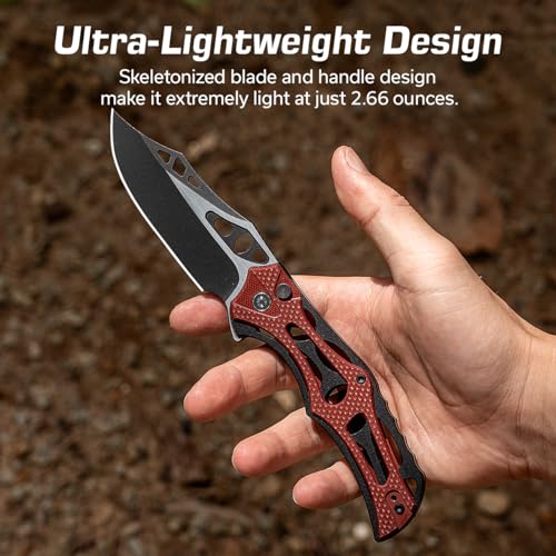 Image of CIVIVI Pocket Knife for Men, Biophase Flipper Tactical Folding Knife, 3.48 inch Nitro-V Blade Aluminum with G-10 Handle, Lightweight Skeletonized EDC Knife for Camping Hunting, C23083C-1 (Burgundy)