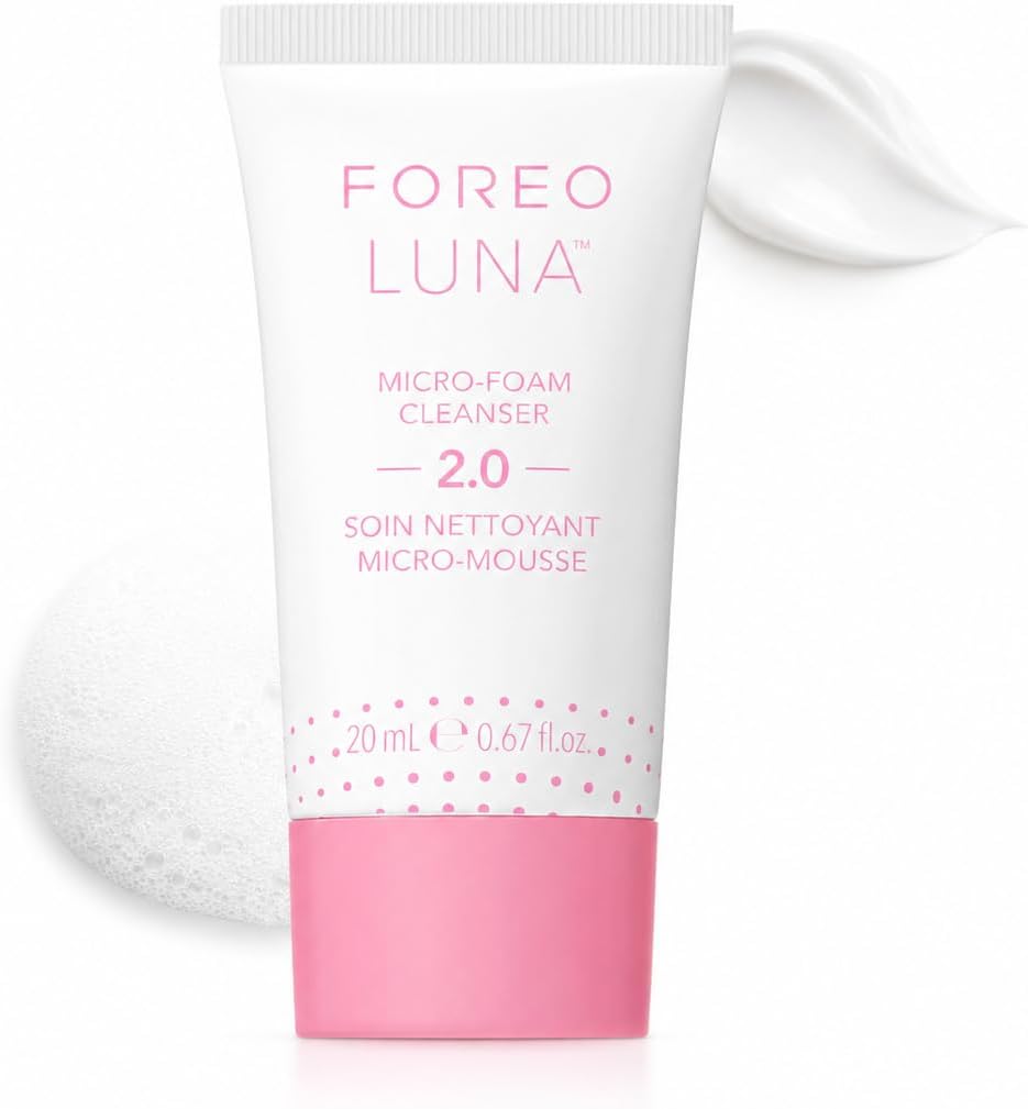 LUNA Micro-Foam Face Cleanser 2.0 - Exfoliating Face Wash - Pore Minimizer - All Skin Types Facial Cleanser - Travel Size - Vegan - Facial Skin Care Products with Vitamin E - 0.67oz