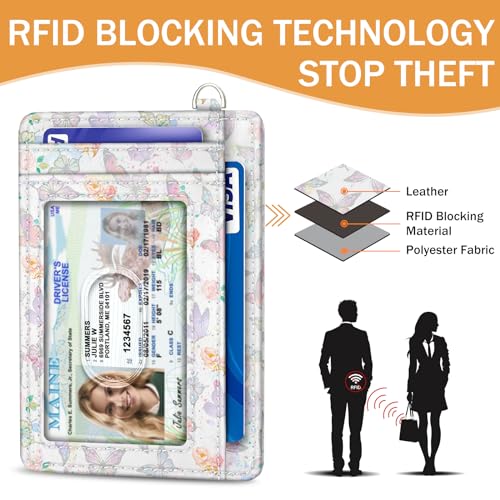 Credit Card Holder Slim Wallet, Be Kind Sunflower RFID Wallet Women Front Pocket Small Card Holder Travel Funny Cute Thin Card Case ID Window PU Leather RFID Blocking Card Organizer Gift