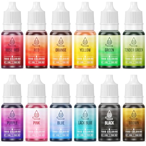 IKAR Lebensmittelfarbe Set – 12x10ml flüssig & hochkonzentriert – Lebensmittelechte Speisefarbe zum Backen, Kochen, Fondant & DIY