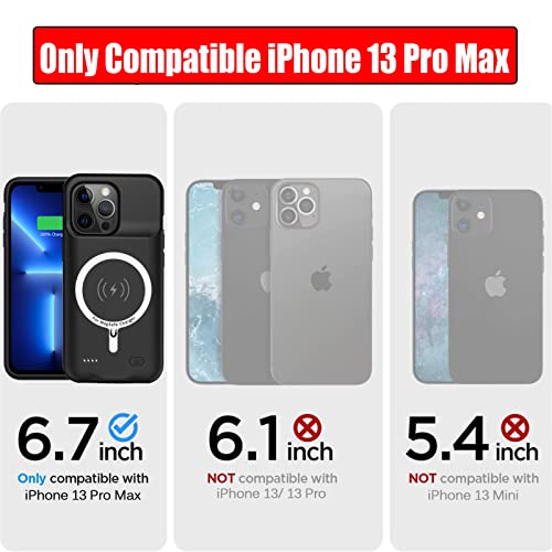 Battery Case For Iphone 13 Pro Max, 8500Mah Ultra-Slim Rechargeable Portable Charger Case Extended Battery Pack Compatible With Iphone 13 Pro Max (6.7 Inch) Wireless Charging Case With Carplay-Pink #TOP1