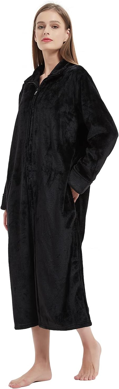 SEASHORE TREEZip Up Robes Women's Men Robe Bathrobe Front Zippered House Coat