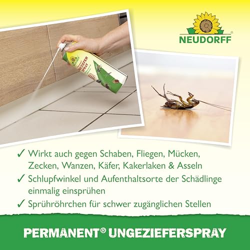 Foto von Neudorff Permanent UngezieferSpray – Zur zuverlässigen Bekämpfung von kriechenden und fliegenden Insekten in allen Wohnräumen mit Sofortwirkung, 500 ml