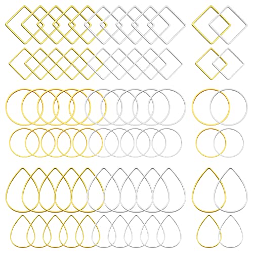 240pcs Hoop Earrings for Jewelry Making,Beading Hoop Earring Findings Hypoallergenic Teardrop Square Round Earrings Hoops Open Bezel Pendant Frame for DIY Craft,Earring Necklace,Crafts Supplies