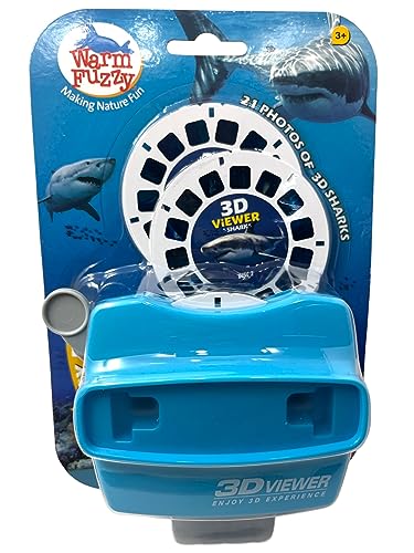WARM FUZZY Toys 3D Viewfinder (Shark) - Viewfinder for Kids & Adults, Classic Toys, Slide Viewer, 3D Reel Viewer, Retro, Vintage Toys with 3 Reels - Contains 21 High Definition 3D Images