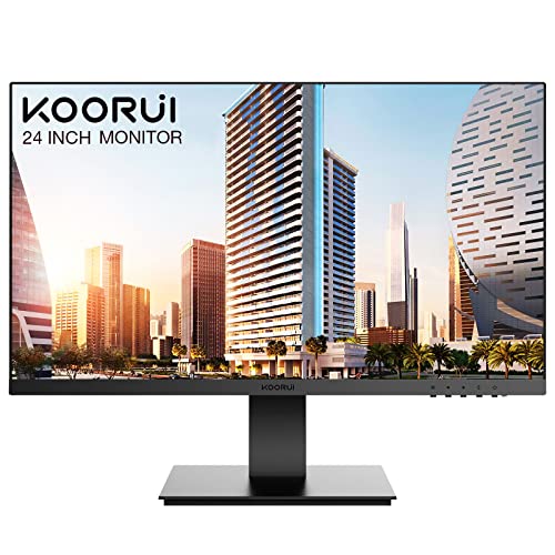 Koorui 24" Full Hd Ips Monitor, Computer Monitors 75Hz, 5Ms, 1080P, 3-Sided Frameless, Ultra Slim Design, Hdmi, Vga, Vesa Compatible, Eye Care #TOP24