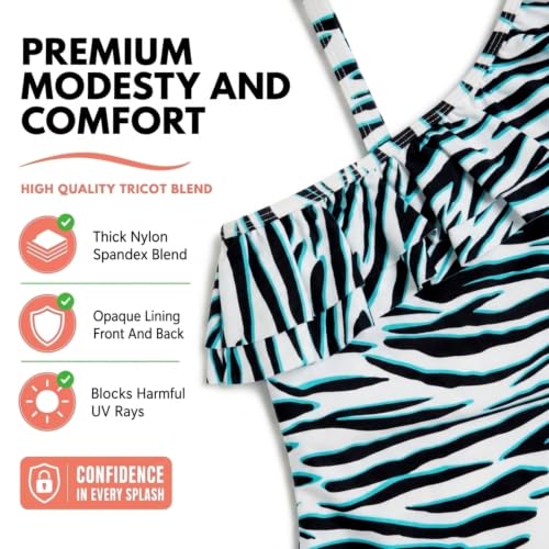 Image of Kanu Surf Girls Morgan Floral Ruffle 1-Shoulder 1-piece Swimsuit