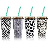 4 Pieces Reusable Coffee Sleeve Cup Insulator for Cold Drinks Beverages and Neoprene Holder for Most...