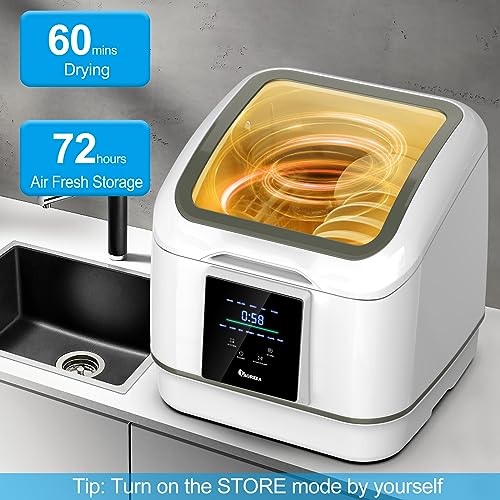 IAGREEA Portable Countertop Dishwasher, 7 Washing Programs Compact Mini Dishwasher, No Hook Needed, Anti-Leakage, Fruit & Vegetable Soaking, For 4 Sets of Tableware - Thumbnail 3