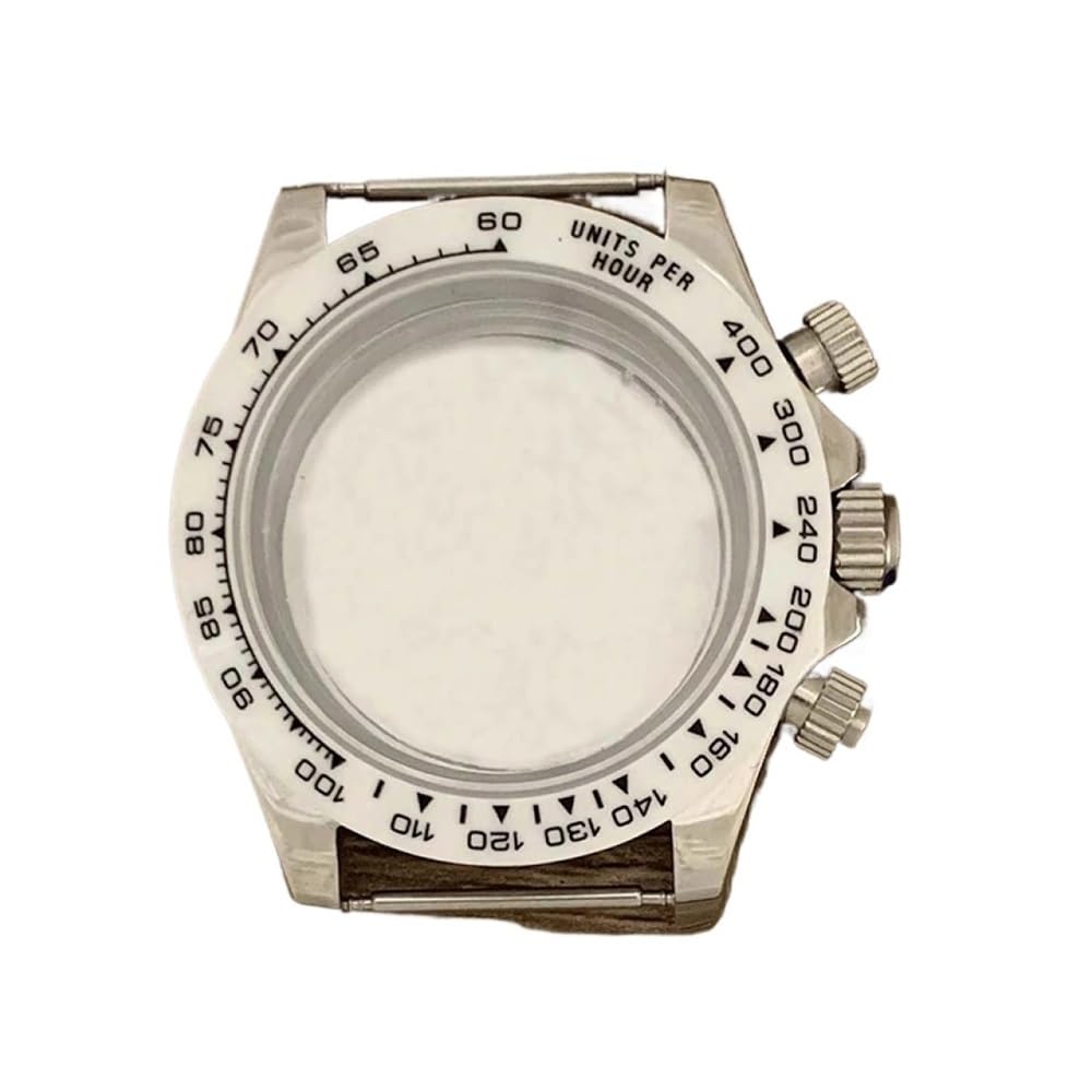 Convient au Mouvement VK63 Boîtier en Acier Inoxydable 39 mm Boîtier de Montre en Acier Inoxydable for Miroir Saphir Couronne argentée(Black Hour Marker)