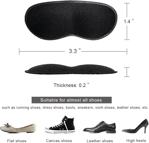 Dr.Foot Heel Grips for Men and Women, Self-Adhesive Heel Cushion Inserts Prevent Slipping, Rubbing, Blisters, Foot Pain, and Improve Shoe Fit - 2pairs + Extra 1 Shoe Horn (Black) - Thumbnail 5