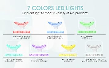 Face Massager -7 Color Red-Light-Therapy for Face and Neck for Wrinkles, Double Chin, Vibrating Facial Massager with Thermals (Pink)