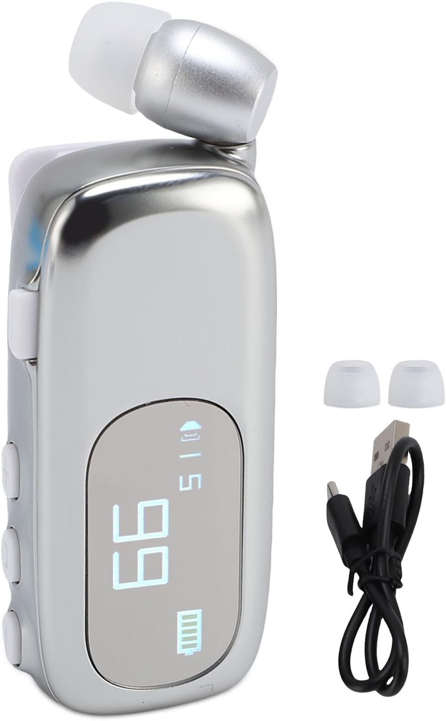 Yoidesu Retractable Wireless Headphone, Headset Stereo Earphone, Lightweight V5.4 Noise Cancelling Mic Clip on Earpiece Workout Sports Running Business Trucker Driver Music Earbuds