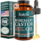 Live Fraiche Rosemary Castor Oil for Hair Growth 4 Ounce - Cold Pressed Castor Oil and Rosemary Oil for Damaged Hair to Reduce Hair Loss