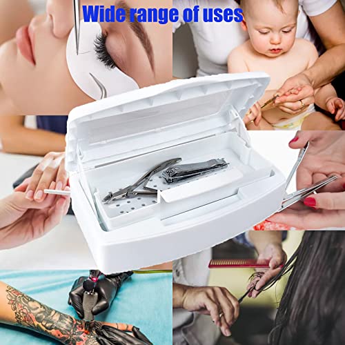 Sterilizer Box For Nail Tools,Shmian Plastic Clearing Sterilizing Tray Storage Box For Esthetician,Tweezers,Manicure,Barber,Nail Salon,Clipper Cleaner (White)… #TOP7