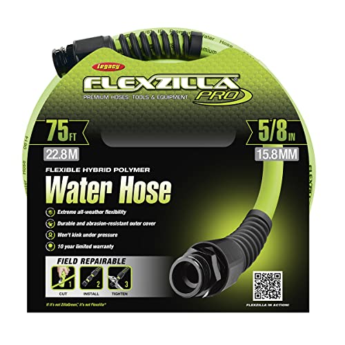 Flexzilla Pro Water Hose with Reusable Fittings, 5/8 in. x 75 ft., Heavy Duty, Lightweight, Drinking Water Safe, ZillaGreen - HFZWP575-E - Thumbnail 2