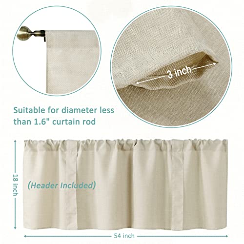 Home Queen Tie Up Curtain Valance Window Topper For Living Room, Adjustable Balloon Drape Valence, Set Of 1, 18 Inched Long, Nature #TOP5